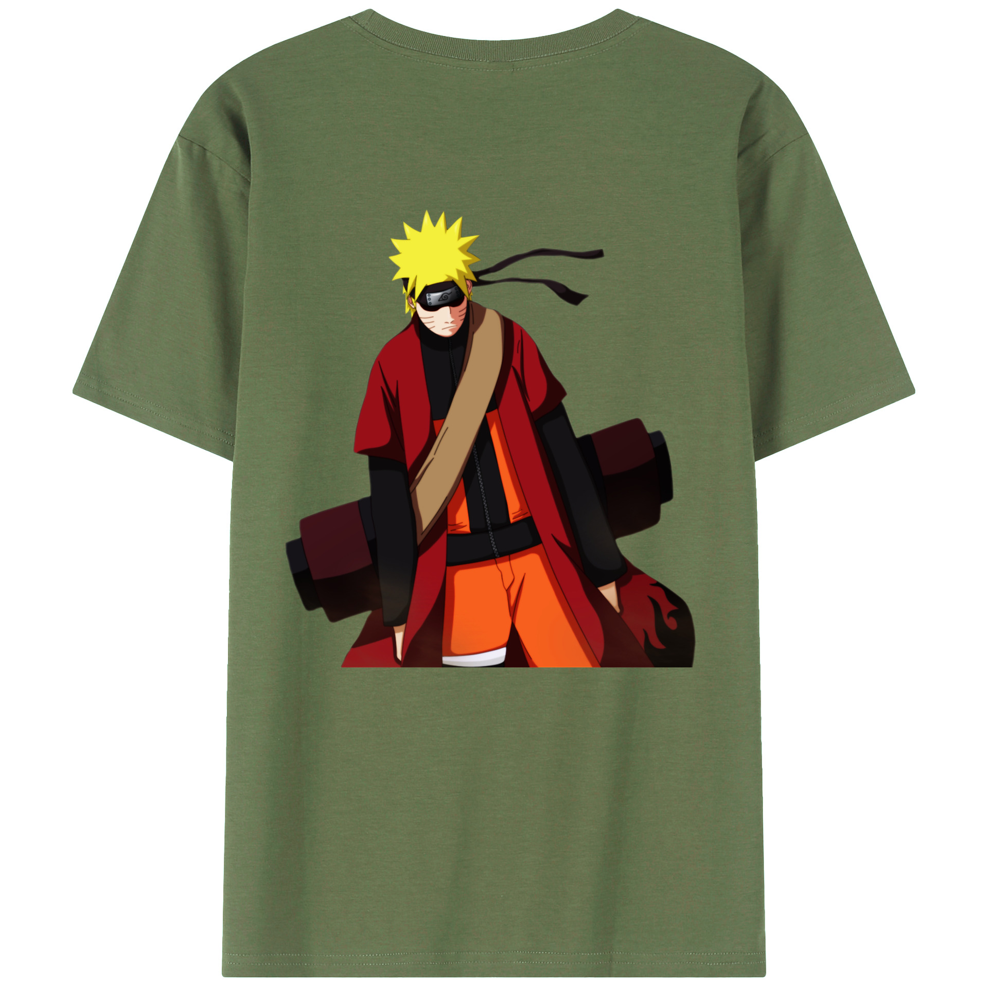 （画像用） NARUTO -ナルト- うずまき ナルト Uzumaki Naruto 綿100％ メンズ半袖Tシャツ（バックプリント） 通気性
